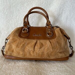 Coach Ashley Tan Leather & Suede Two-Way Satchel